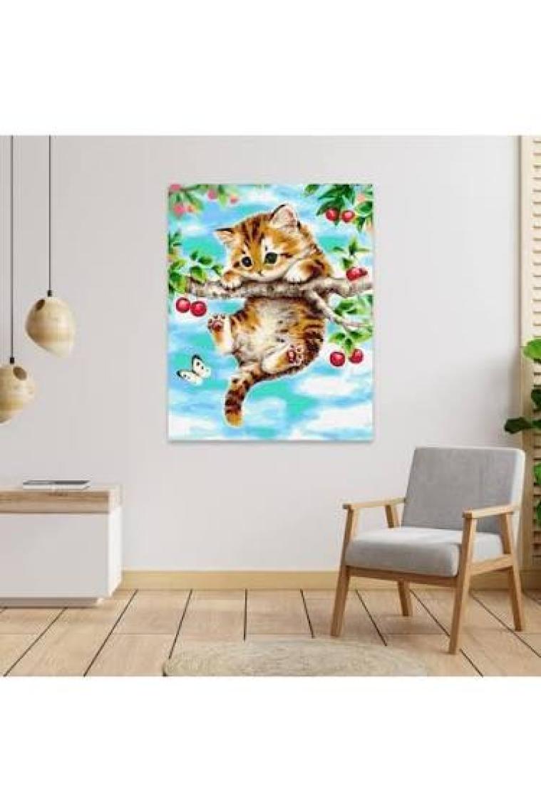 Tabdiko Sayılarla Boyama Seti 40 x 50 cm Tuval Şasesine Gerili Yaramaz Yavru Kedi