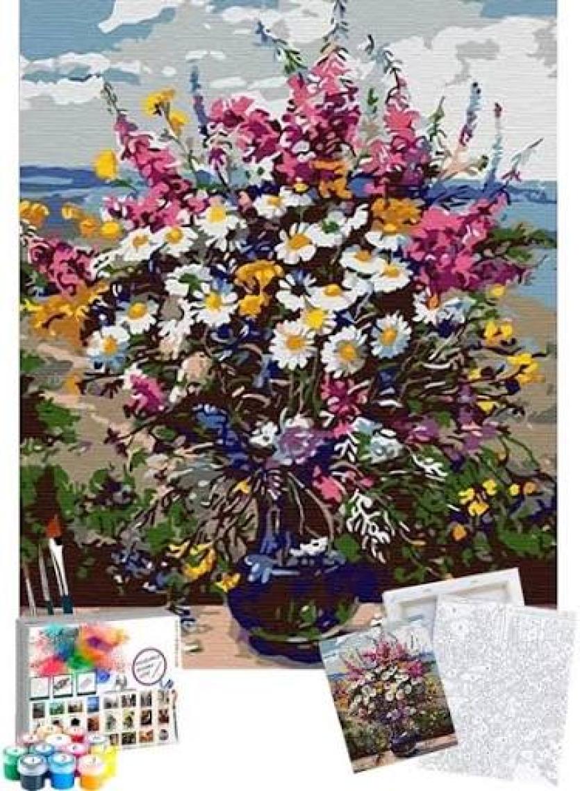 Tabdiko Sayılarla Boyama Seti 40 x 50 cm Tuval Şasesine Gerili Vazodaki Renkler