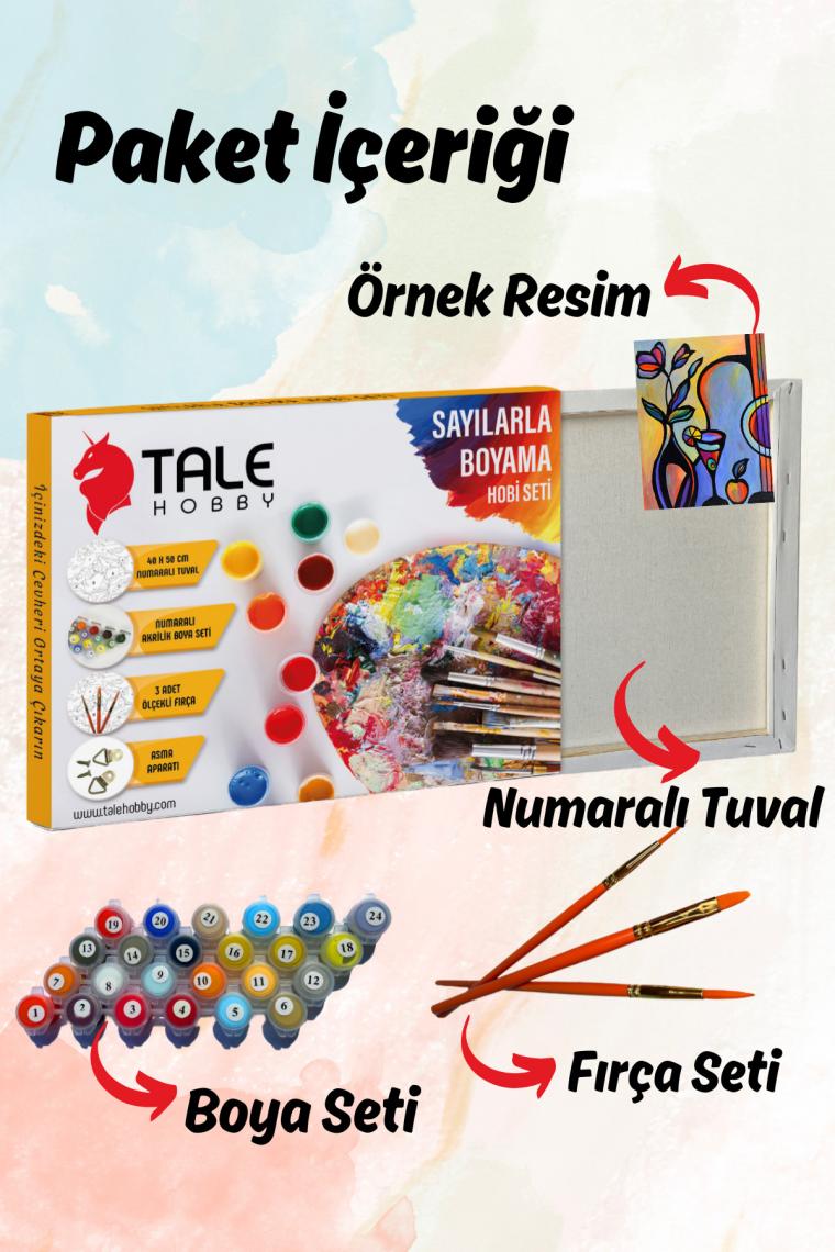 Sayılarla Boyama Numaralı Tuval Seti Fırça Boya Dahil 40X50CM Kuş