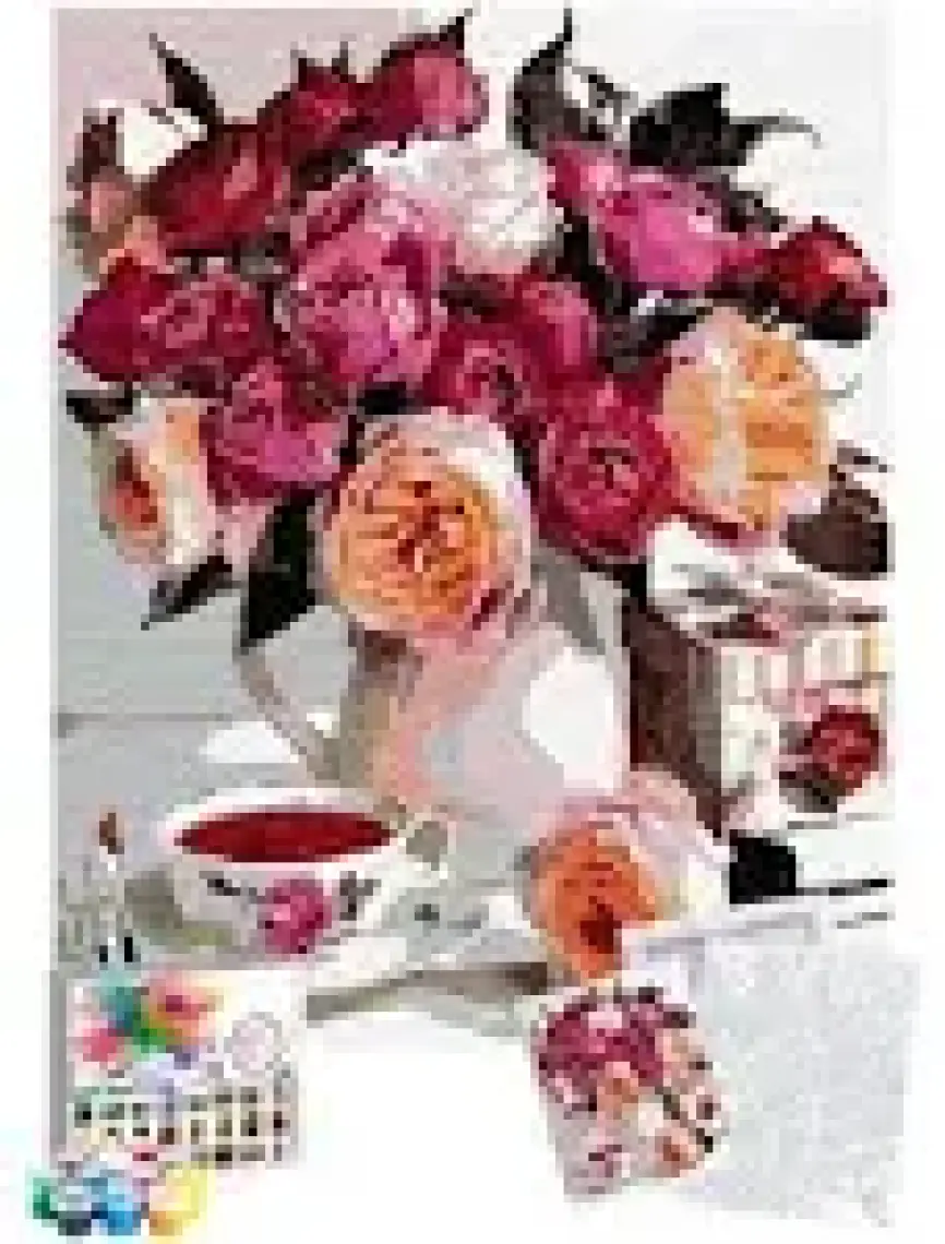 Tabdiko Sayılarla Boyama Seti 40 x 50 cm Tuval Şasesine Gerili Pembe Kamelyalar