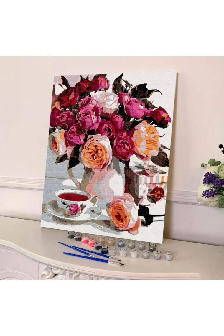Tabdiko Sayılarla Boyama Seti 40 x 50 cm Tuval Şasesine Gerili Pembe Kamelyalar