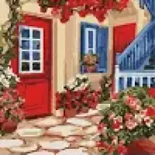 Tabdiko Sayılarla Boyama Seti 40 x 50 cm Tuval Şasesine Gerili Kırmızı Bahçe