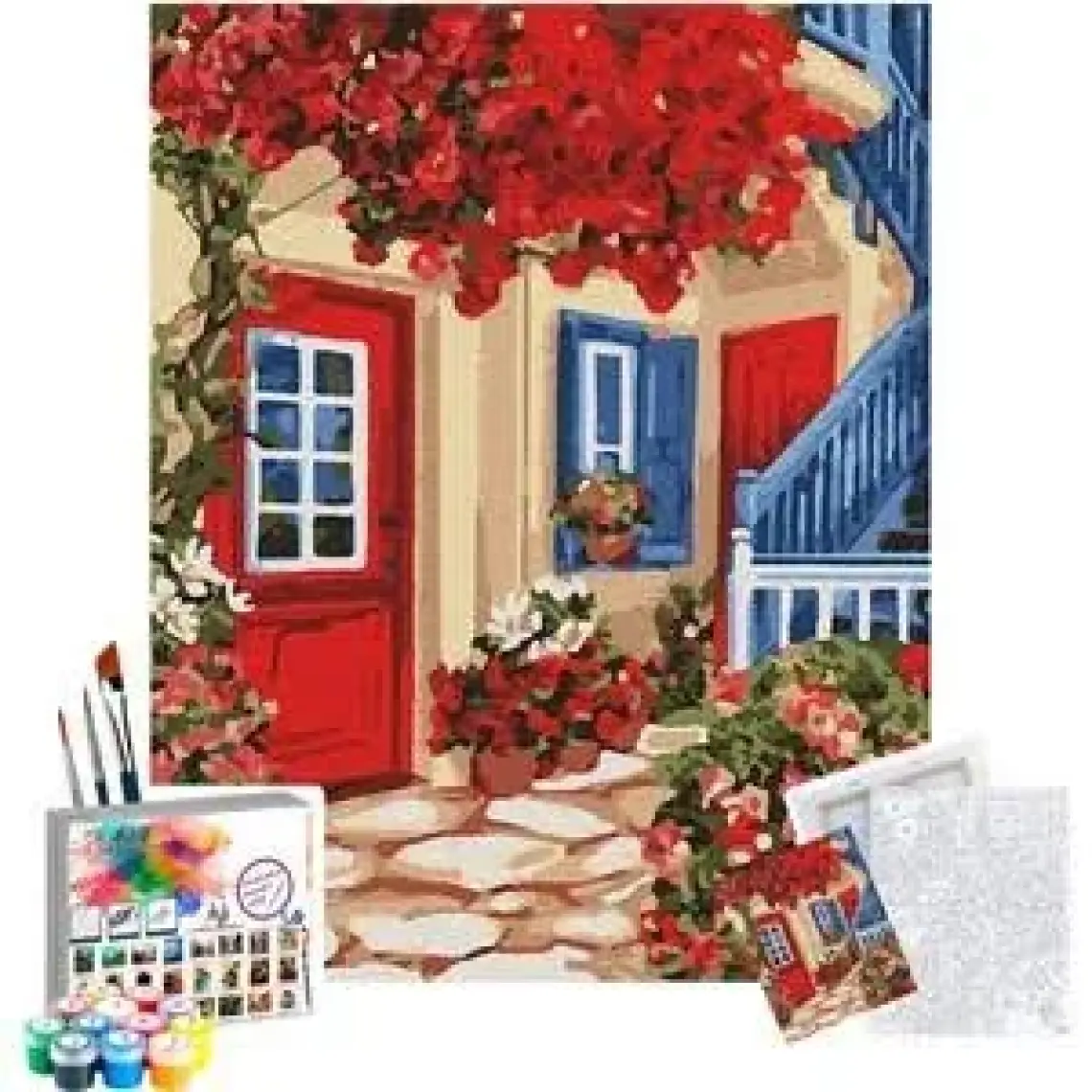 Tabdiko Sayılarla Boyama Seti 40 x 50 cm Tuval Şasesine Gerili Kırmızı Bahçe