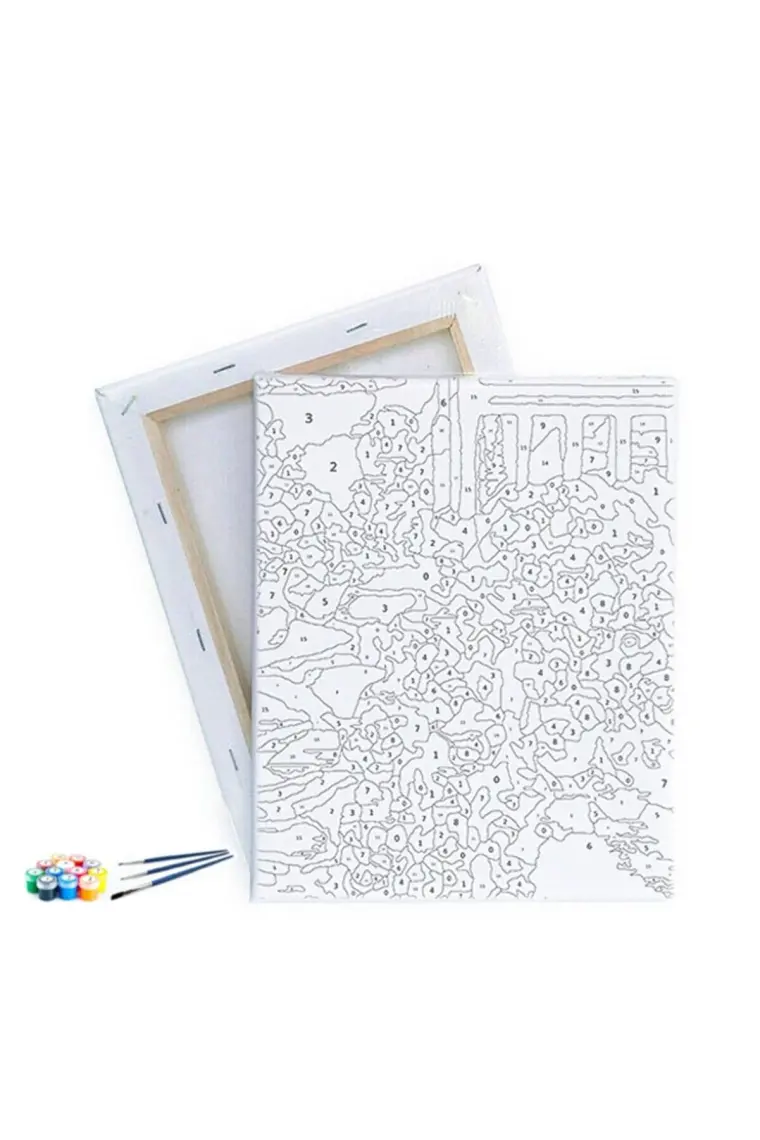 Tabdiko Sayılarla Boyama Seti 40 x 50 cm Tuval Şasesine Gerili Kırmızı Bahçe