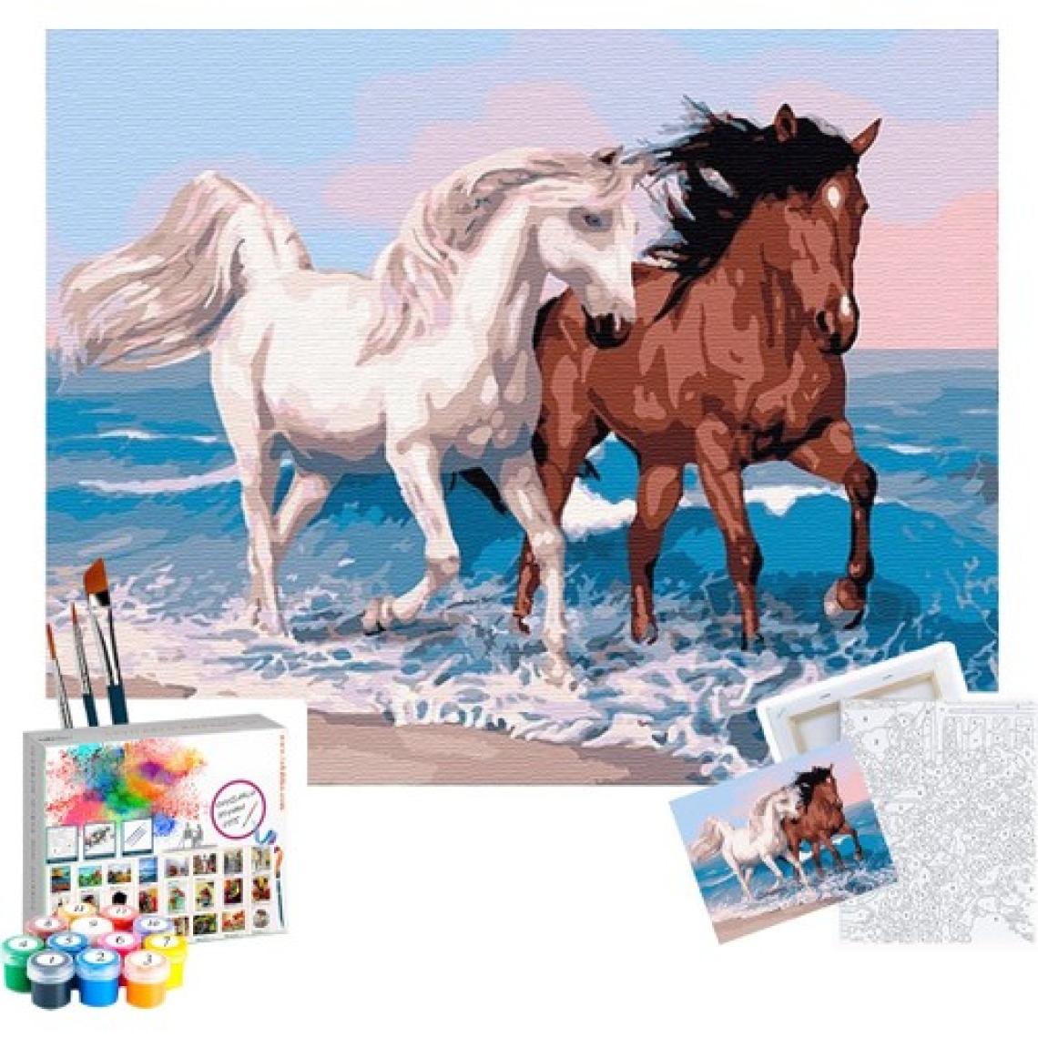 Tabdiko Sayılarla Boyama Seti 40 x 50 cm Tuval Şasesine Gerili Atlar