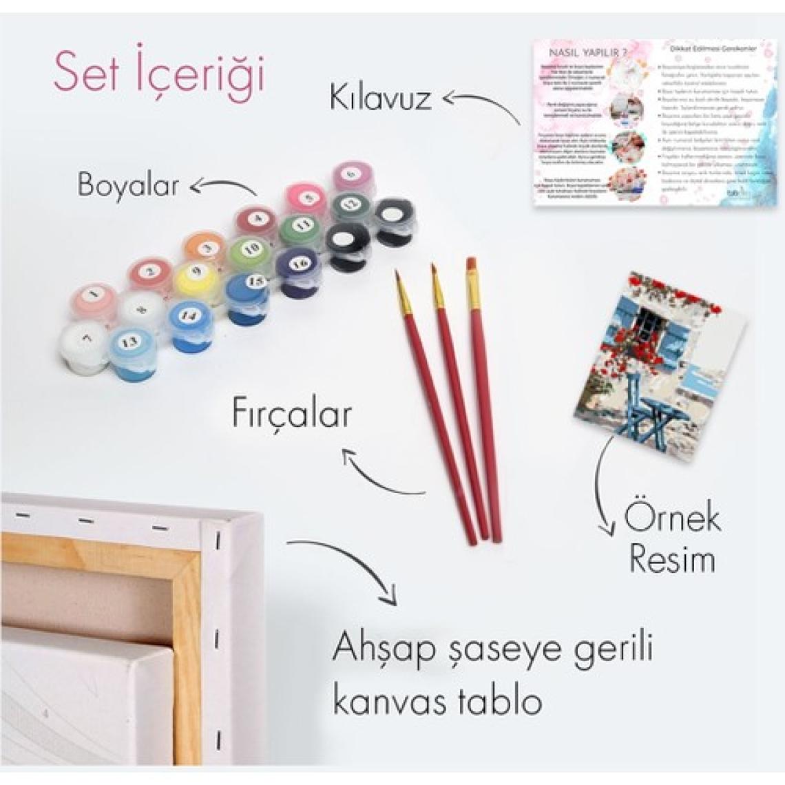 Tabdiko Sayılarla Boyama Seti 40 x 50 cm Tuval Şasesine Gerili Atlar