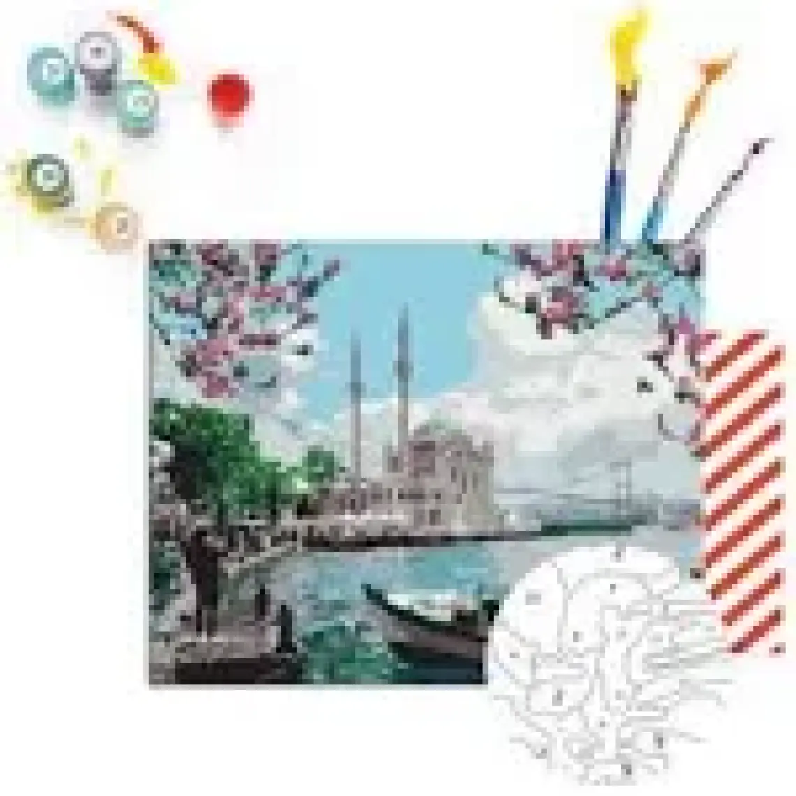 Tabdiko Sayılarla Boyama Seti 40 x 50 cm Tuval Şasesine Gerili Atatürk