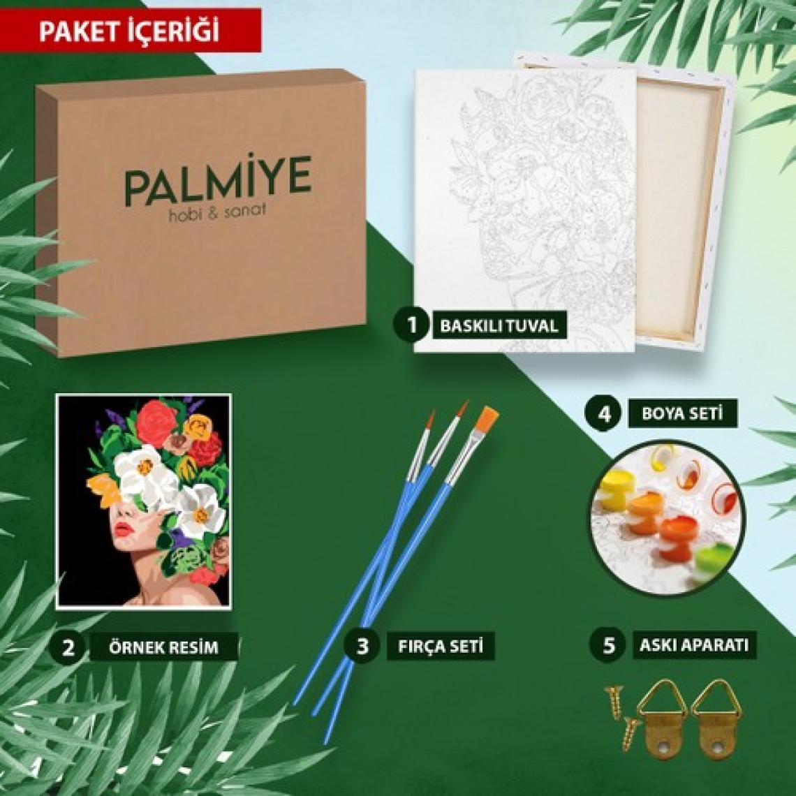 Palmiye Hobi Sanat Sayılarla Boyama Tuval Seti Fırça Boya Dahil (Çıtalı) 40X50 cm - Icardi
