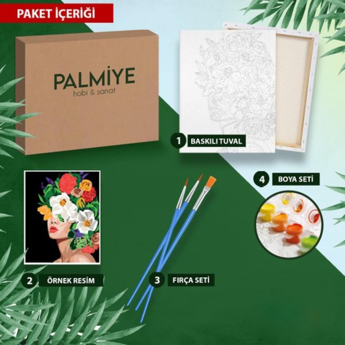 Palmiye Hobi Sanat Sayılarla Boyama Tuval Seti Fırça Boya Dahil (Çıtalı) 40x50 CM - Sandal