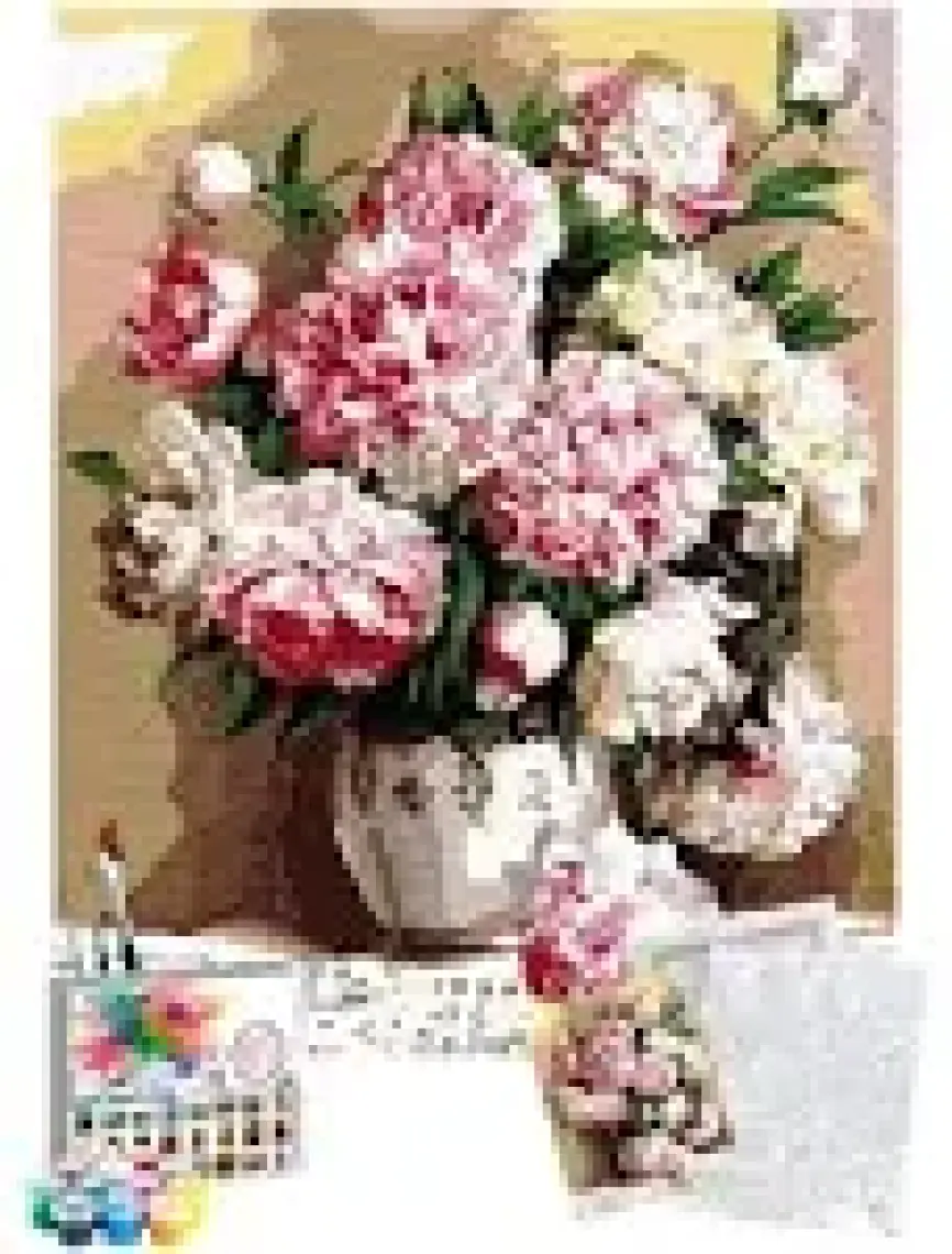 Tabdiko Sayılarla Boyama Seti 40 x 50 cm Tuval Şasesine Gerili Karanfiller