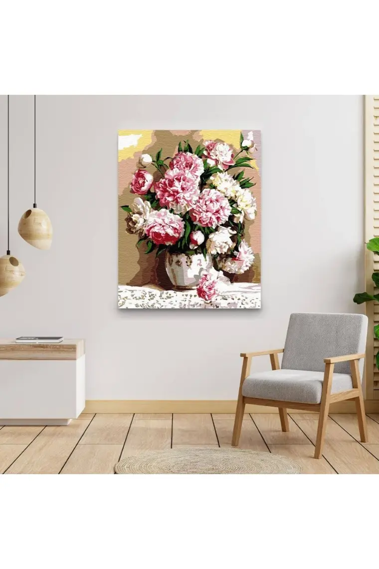 Tabdiko Sayılarla Boyama Seti 40 x 50 cm Tuval Şasesine Gerili Karanfiller