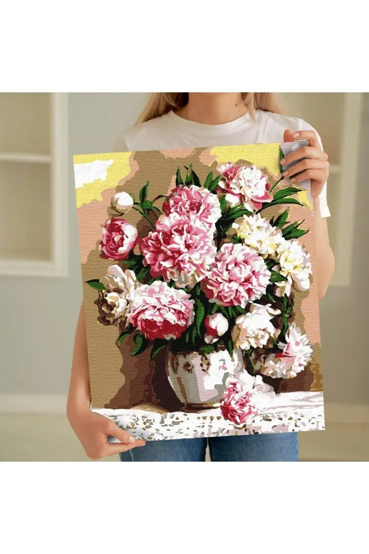 Tabdiko Sayılarla Boyama Seti 40 x 50 cm Tuval Şasesine Gerili Karanfiller