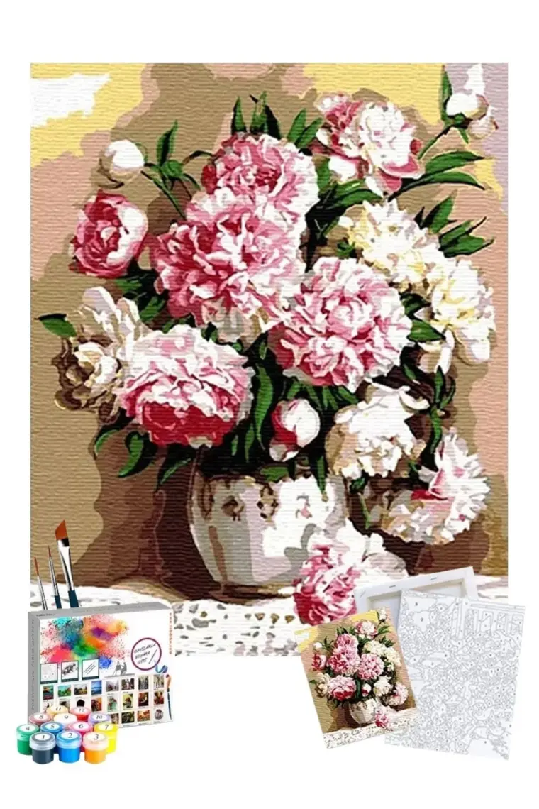 Tabdiko Sayılarla Boyama Seti 40 x 50 cm Tuval Şasesine Gerili Karanfiller