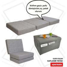 Xpermate Ultra Kalın Katlanır Sünger Yatak, Yer Yatağı, Katlanır Yer Minderi, Katlanır Yatak, Misafir Yatağı 80x180x14 Gri