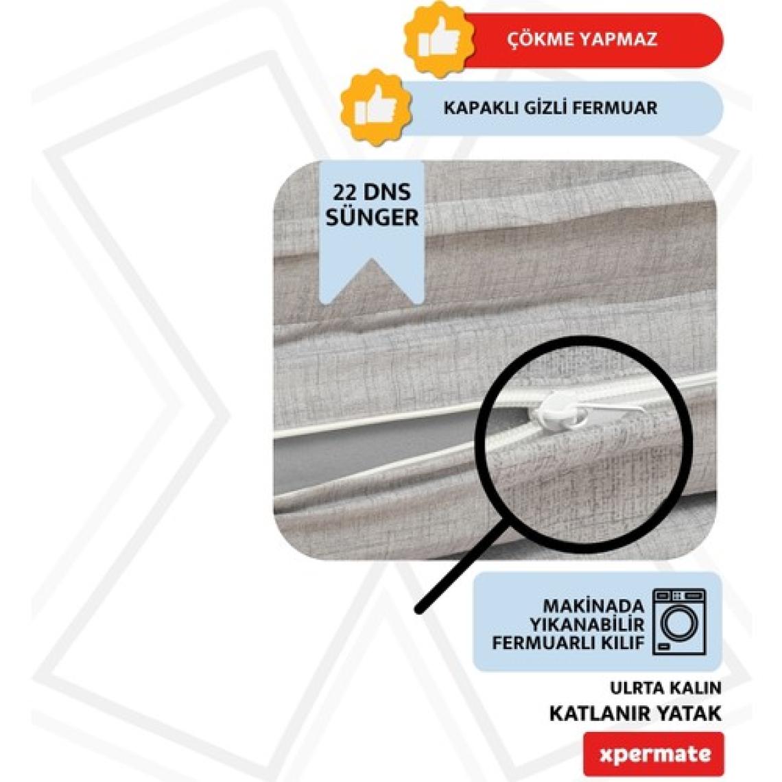 Xpermate Ultra Kalın Katlanır Sünger Yatak, Yer Yatağı, Katlanır Yer Minderi, Katlanır Yatak, Misafir Yatağı 80x180x14 Gri