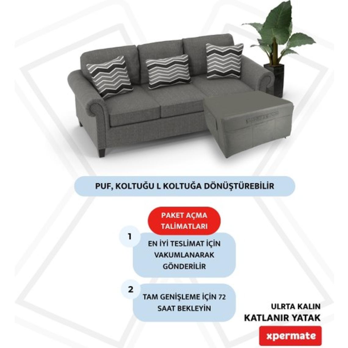 Xpermate Ultra Kalın Katlanır Sünger Yatak, Yer Yatağı, Katlanır Yer Minderi, Katlanır Yatak, Misafir Yatağı 80x180x14 Gri