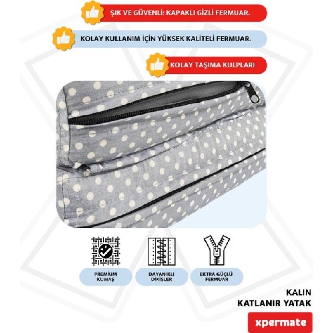 Xpermate Katlanır Yatak Yer Yatağı  Katlanır Sünger Yatak Misafir Yatağı 70X180X6 Gri Puantiyeli