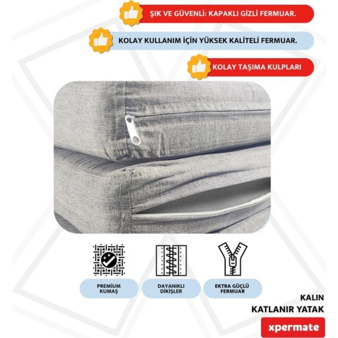 Xpermate Katlanır Yatak Yer Yatağı  Katlanır Sünger Yatak Misafir Yatağı 80X180X8 Gri