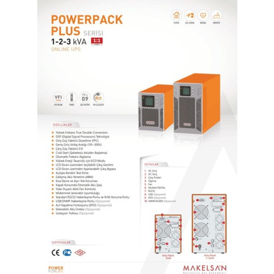 Makelsan Powerpack Plus 3.000 VA Online Kesintisiz Güç Kaynağı