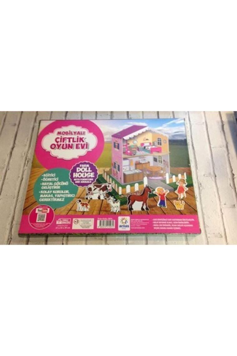 Mobilyalı Çiftlik Oyun Evi 3d Karton Maket Evi