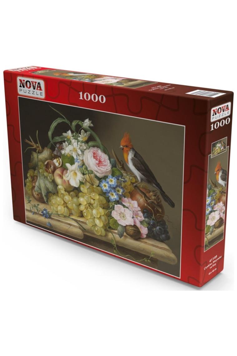 Nova Puzzle Nova 1000 Parça Çiçek Meyve ve Kuş Natürmort Puzzle