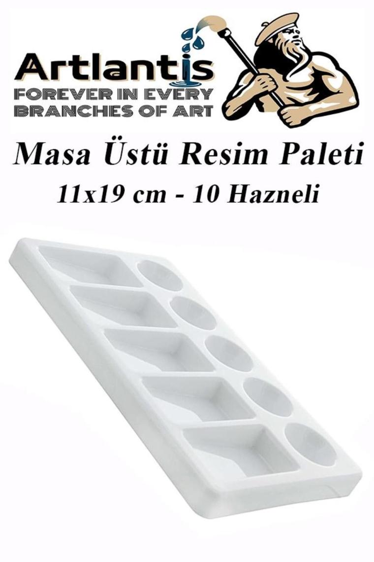 Artlantis Masa Üstü Resim Paleti 1 Adet 10 Hazneli Boya Paleti 11 x 19 cm