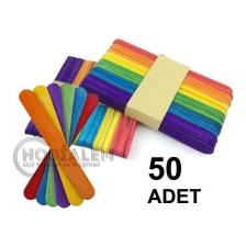 Hobialem 50 Adet, Renkli Dil Çubuğu, Geniş Doktor Çubuğu, Dondurma Çubuğu, Abeslang