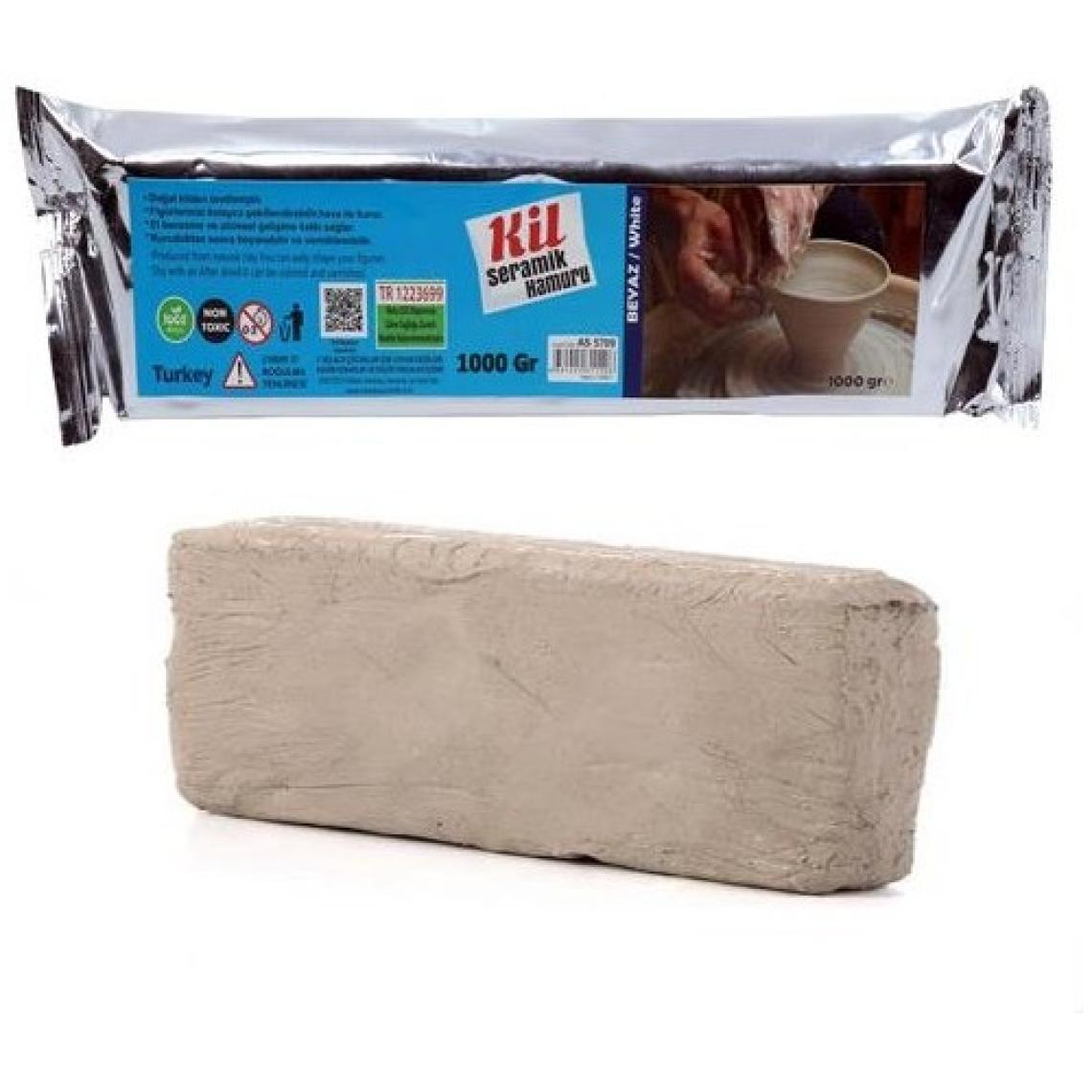 Hobialem Kil Hamuru Set-1 Seramik Hamuru Başlangıç Seti Ebeşuar Merdane 1 kg Beyaz Kil