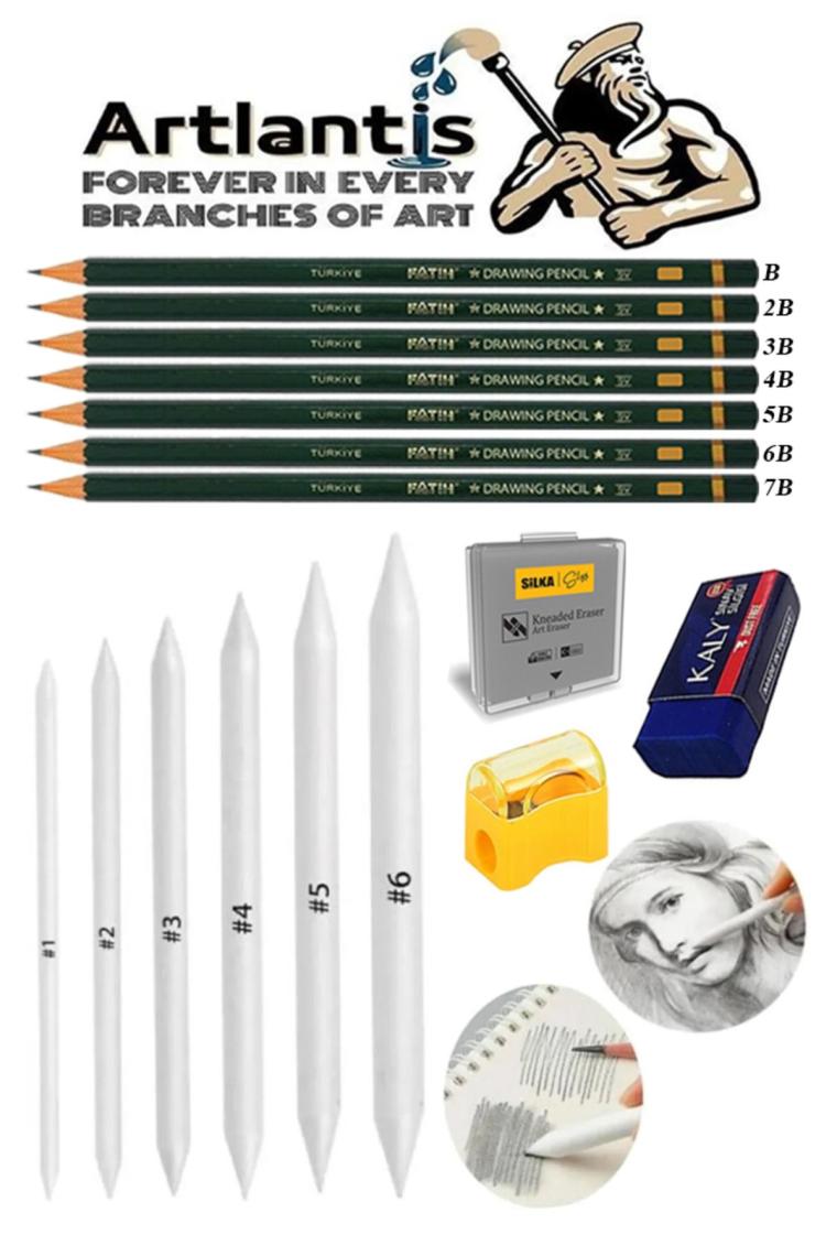 Artlantis Karakalem Seti 16 Parça 1 Paket Gölgelendirme Kalemi