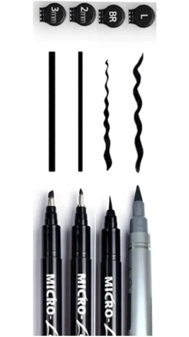Vox Art 4'lü Kaligrafi Kalem Seti 2 Mm3 mm Ince Brush Kalın Burush
