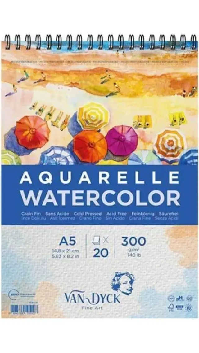Van Dyck Aquarelle Watercolor Suluboya Resim Defteri A5 300 Gr 20 Yp