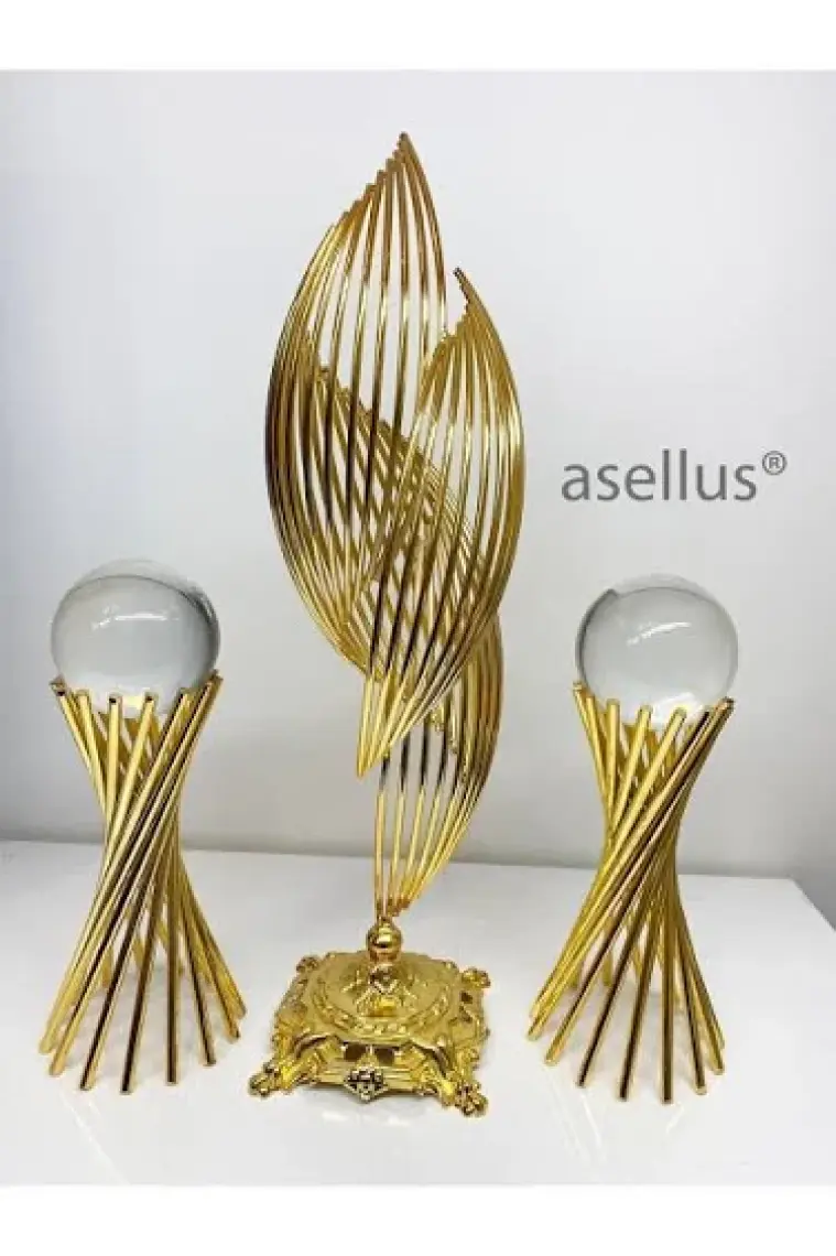 Luxury 3'lü Set: Şık Metal Tasarımlı 2 Burgulu ve 1 Helezon Dekorasyon Objesi, Hediyelik Lüks Ev Dekorasyon 1 Adet
