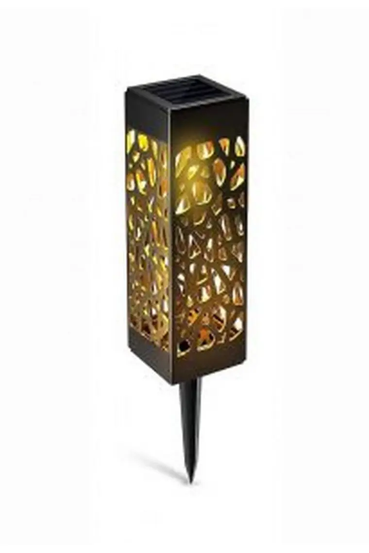 Petrix 23242 Bölmeli Otantik Desenli Dekoratif Solar Bahçe Aydınlatması - Siyah