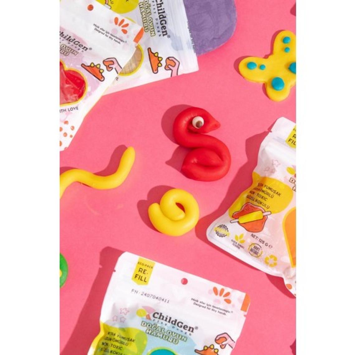 ChildGen Doğal Oyun Hamuru Mini Merdane 4'lü Set 4 x 125 gr Vakumlu Kartuş Paket - Ecopack-Refill