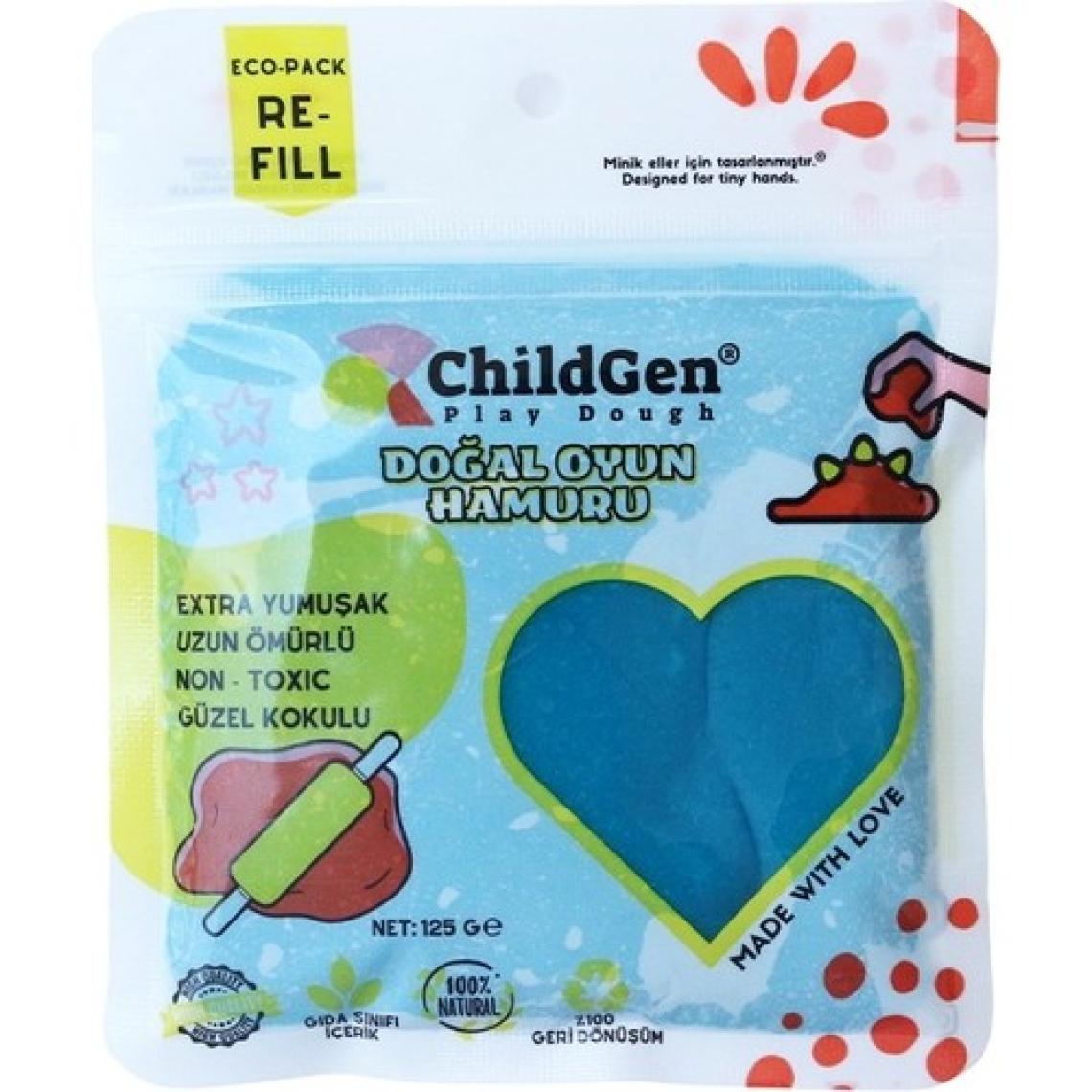 ChildGen Doğal Oyun Hamuru Mini Merdane 4'lü Set 4 x 125 gr Vakumlu Kartuş Paket - Ecopack-Refill