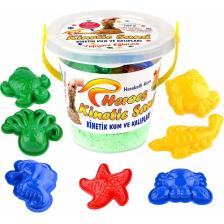 Heroes Kinetik Kum Kovalı Set Yeşil Renk 1 kg + 6 Parça Oyun Kalıbı