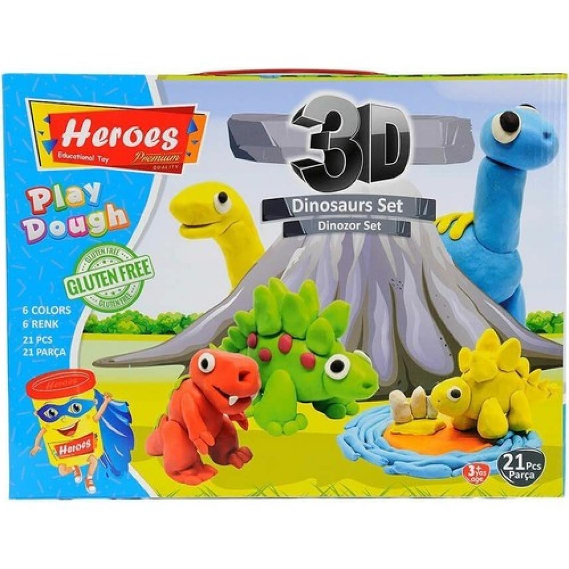 Heroes 3D Dinazor Set 6 Renkli Oyun Hamuru ERN-568