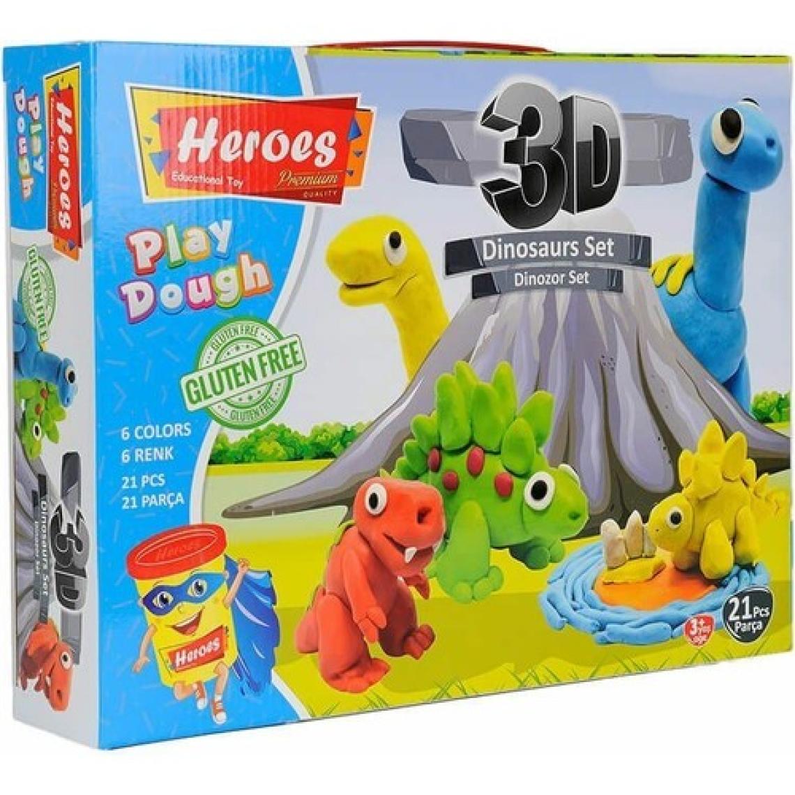 Heroes 3D Dinazor Set 6 Renkli Oyun Hamuru ERN-568