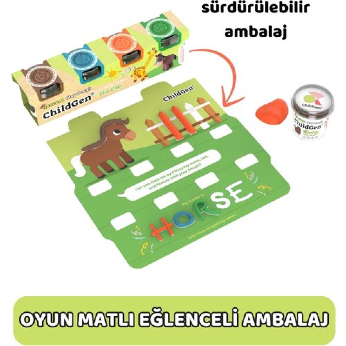 ChildGen Oyun Hamuru Ecocup - (125 grx4)4'lü Set - At