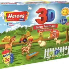Heroes 3D Çiftlik Hayvanları 6 Renkli Oyun Hamuru ERN-570