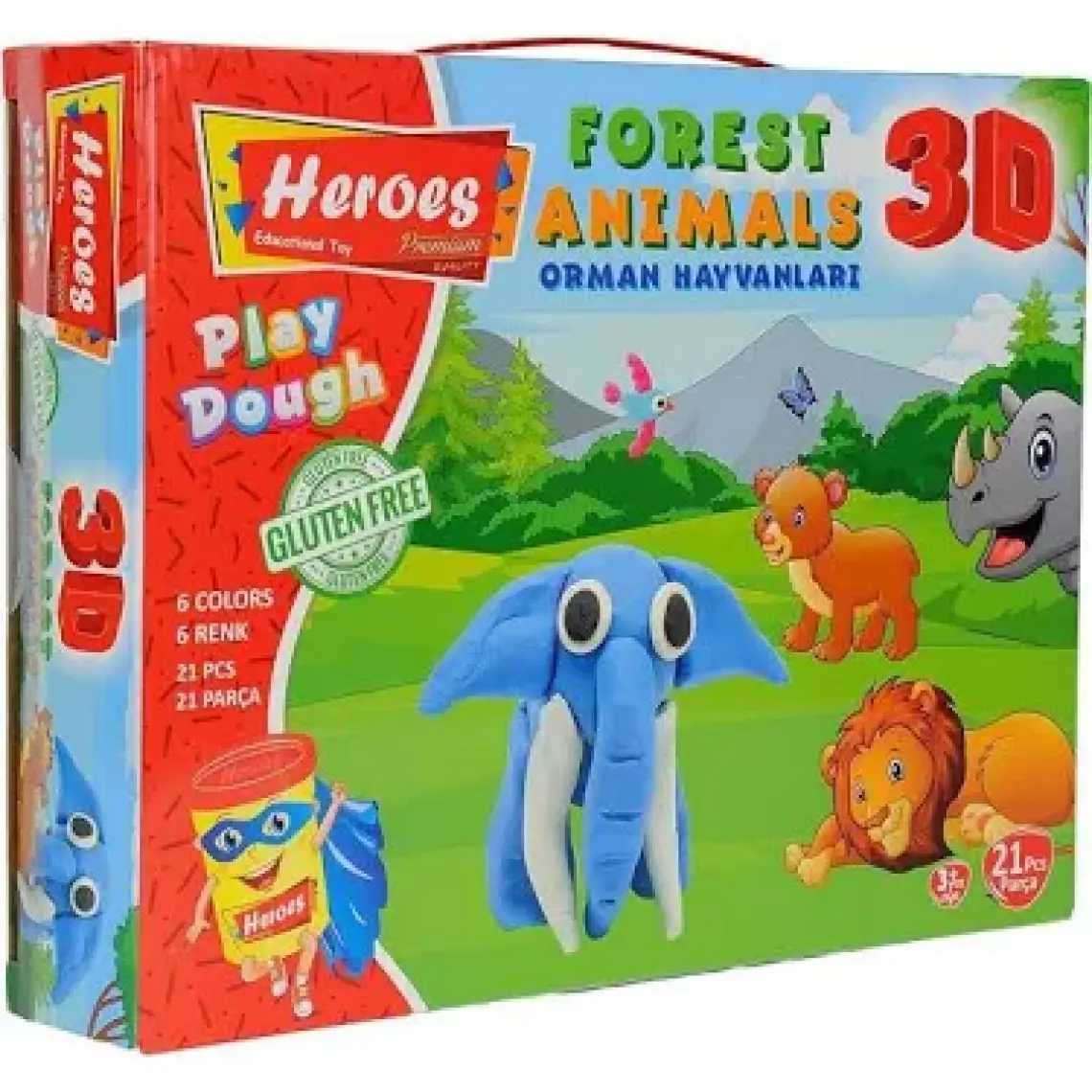 Heroes 3D Orman Hayvanları 6 Renkli Oyun Hamuru ERN-571