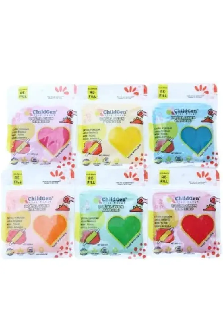 Childgen Doğal Oyun Hamuru - 6lı 6X125 gr Vakumlu Kartuş Paket - (Ecopack-Refill)