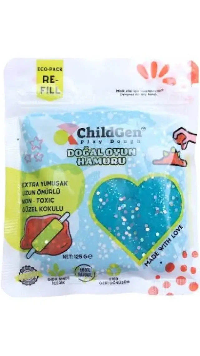 ChildGen Doğal Oyun Hamuru - 6lı 6X125 gr Vakumlu Kartuş Paket - (Ecopack-Refill)