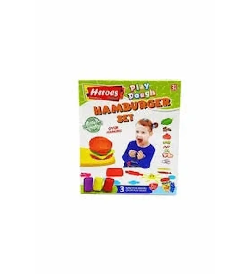 Heroes Play Dough Üç Renk Hamburger Set (Oyun Hamuru)