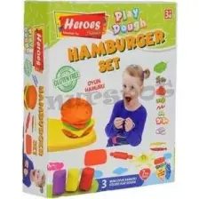 Heroes Play Dough Üç Renk Hamburger Set (Oyun Hamuru)