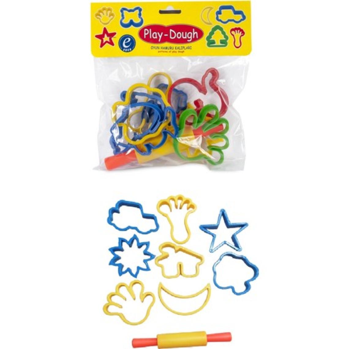 Play Dough Oyun Hamur Kalıbı Merdane Poşetli Büyük Şekiller 9 Parça 1 Paket