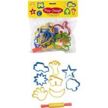 Play Dough Oyun Hamur Kalıbı Merdane Poşetli Büyük Şekiller 9 Parça 1 Paket