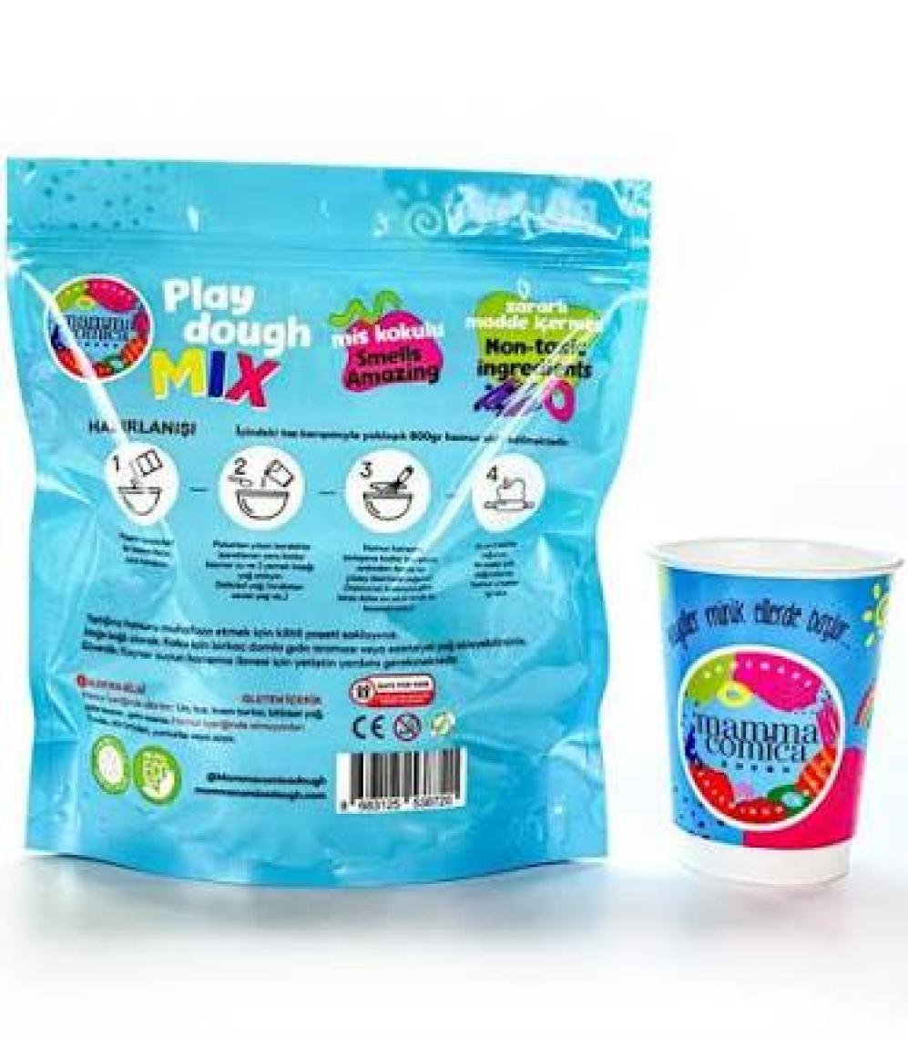 Mammacomica Dough Kendin Yap Kendin Oyna Doğal Oyun Hamuru Toz Karışımı- Mavi -800GR