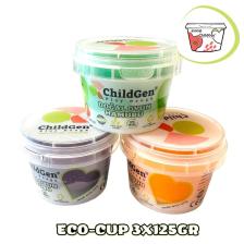 Doğal Oyun Hamuru - Eco Cup- 3'lü Ara Renkler (mor - Yeşil - Turuncu) 3x125gr