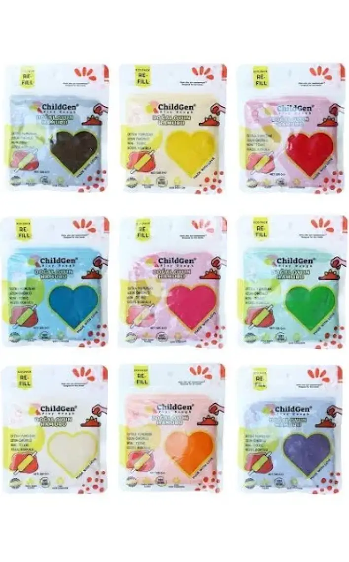 Doğal Oyun Hamuru - 9’lu 9x125 Gram Vakumlu Kartuş Paket - (ecopack-refill)